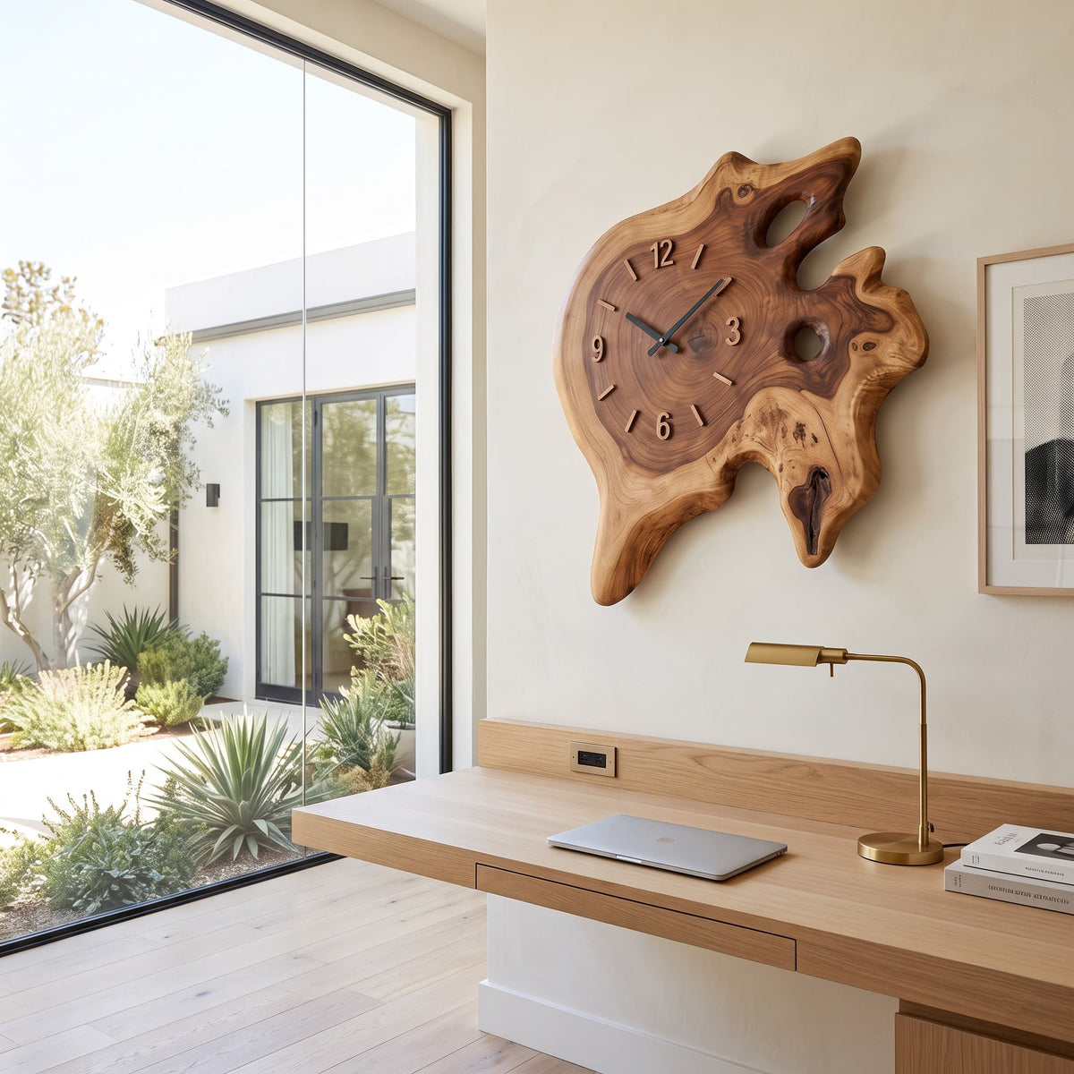 Handcrafted Live-Edge Solid Wood Burl Cross-Section Wall Clock With Natural Voids & Silent Quartz Movement