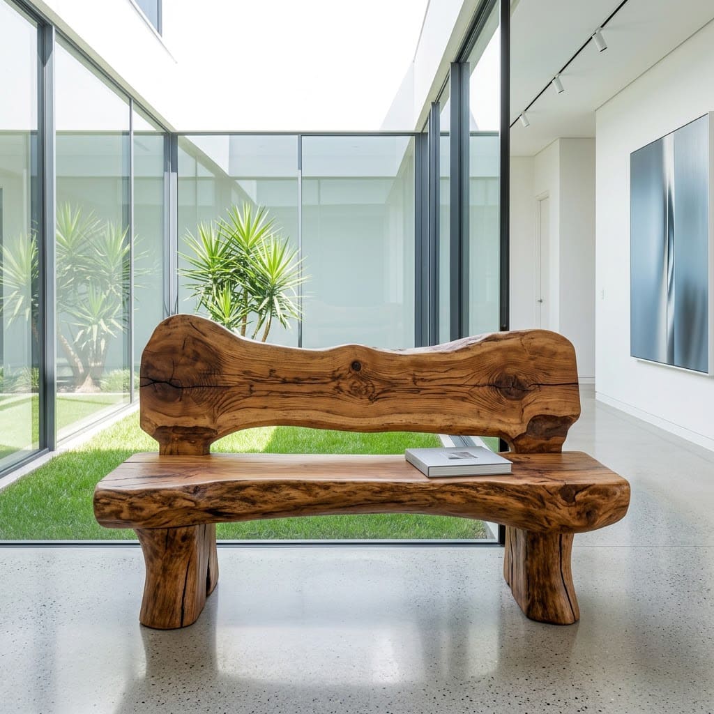 Handcrafted Live Edge Solid Wood Garden Bench