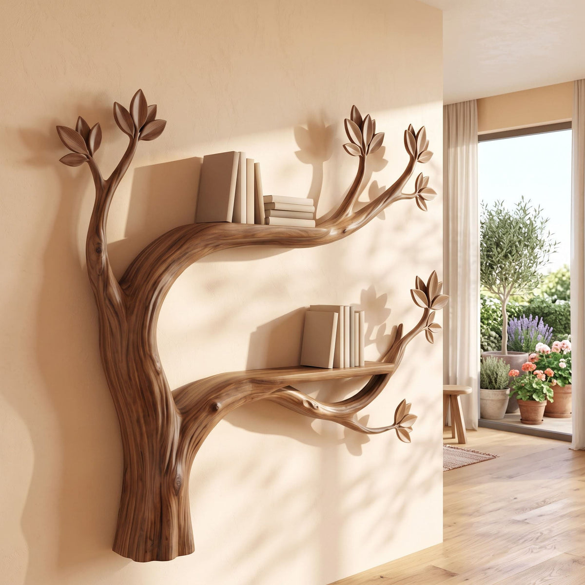Handcrafted Botanical Tree Branch Wall Shelf