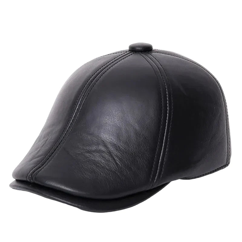 Holmes Genuine Leather Earflaps Duckbill Flat Cap