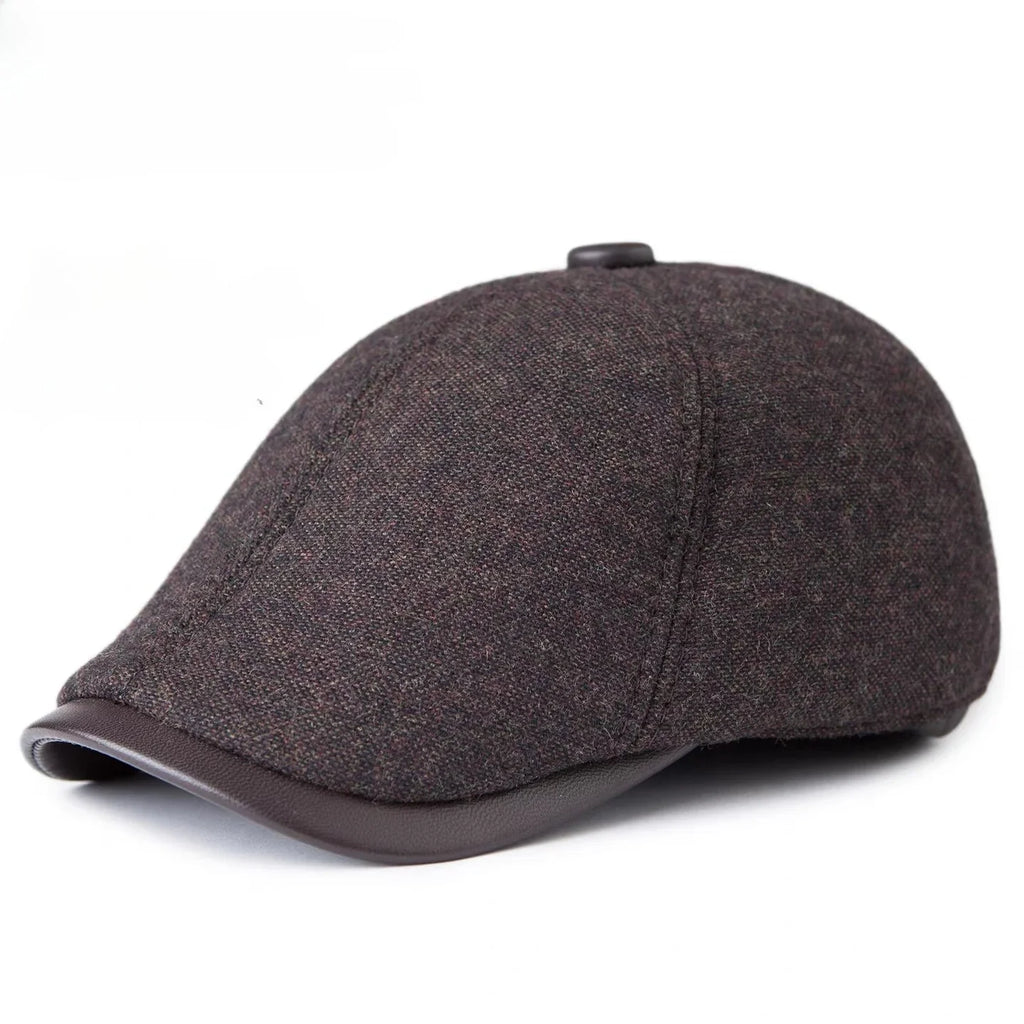 Hudson Genuine Leather Wool Duckbill Flat Cap