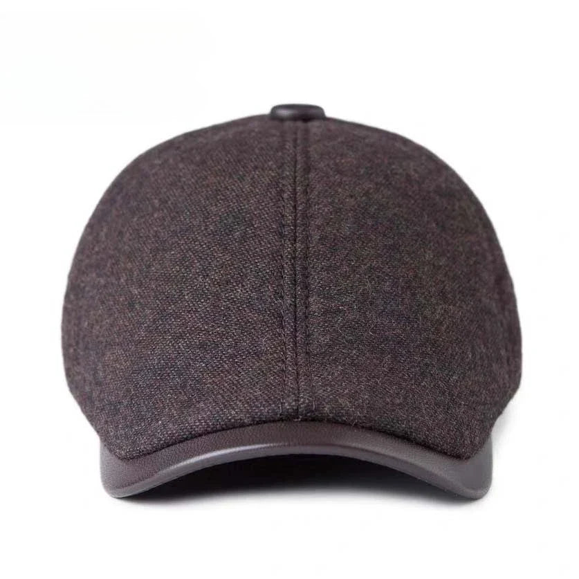 Hudson Genuine Leather Wool Duckbill Flat Cap