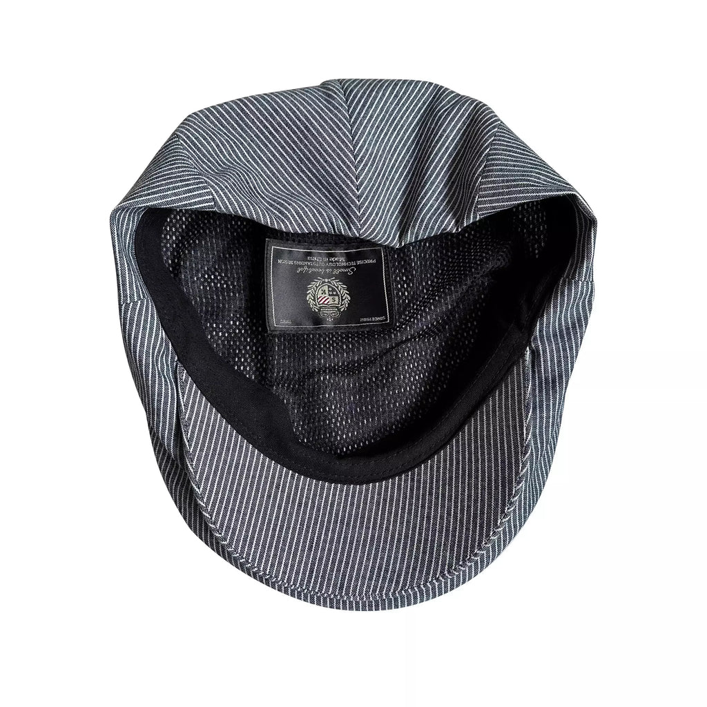 Jersey Gray Striped Linen Flat Cap