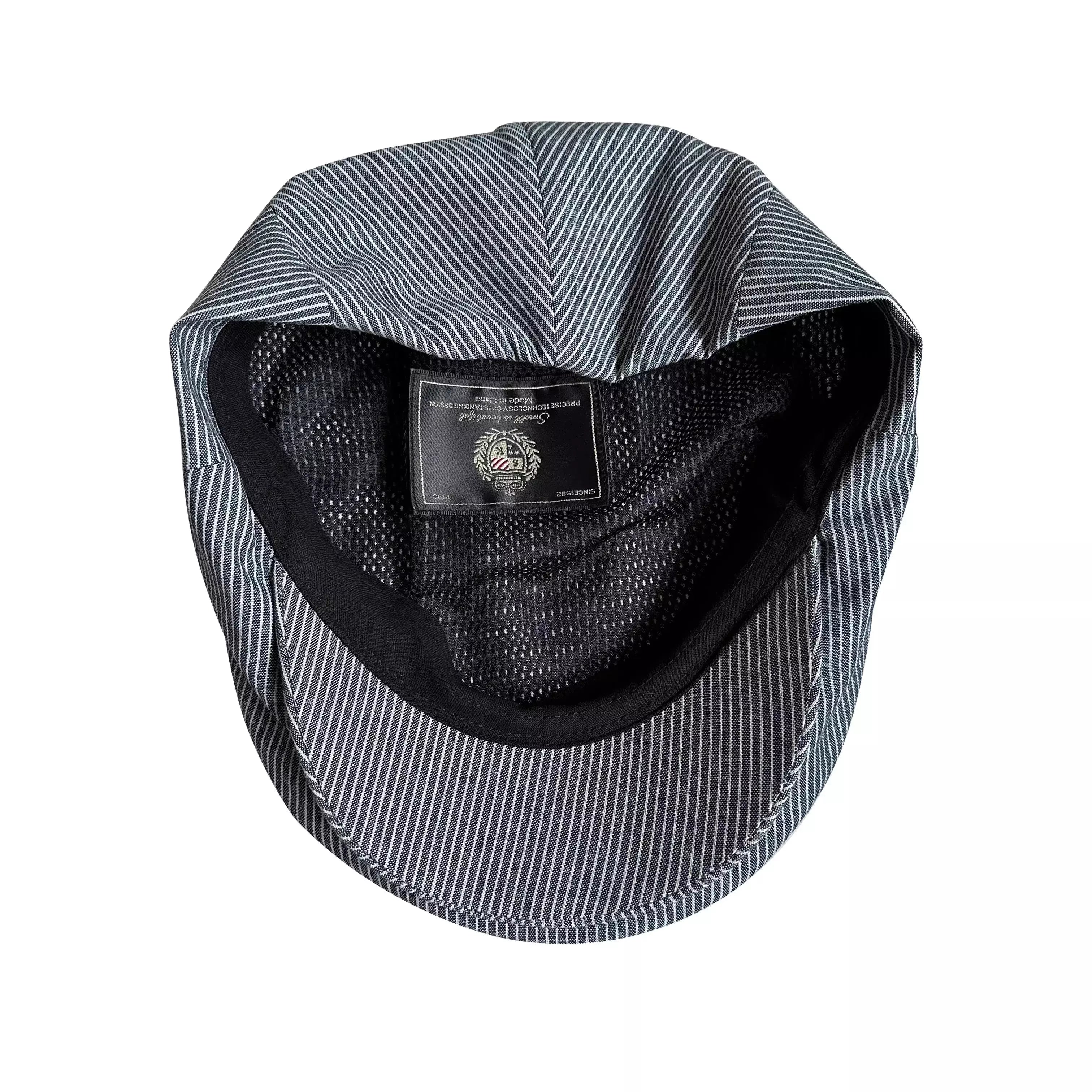 Jersey Gray Striped Linen Flat Cap