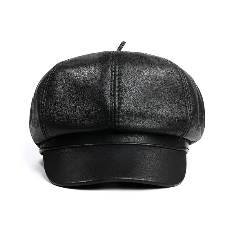Joliet Genuine Leather Newsboy Cap