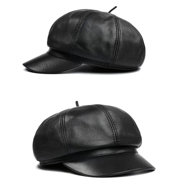 Joliet Genuine Leather Newsboy Cap
