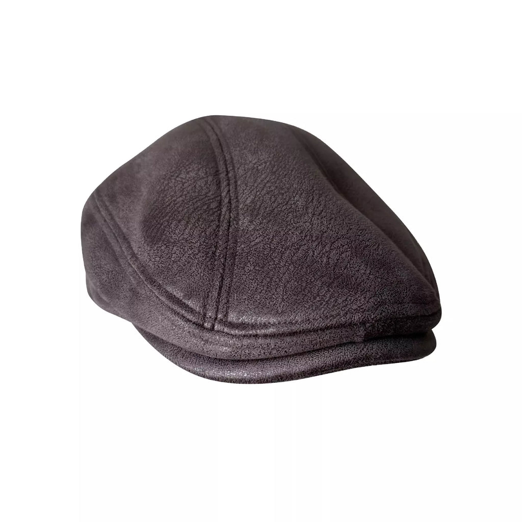 Kearney Vintage Coffee Leather Flat Cap
