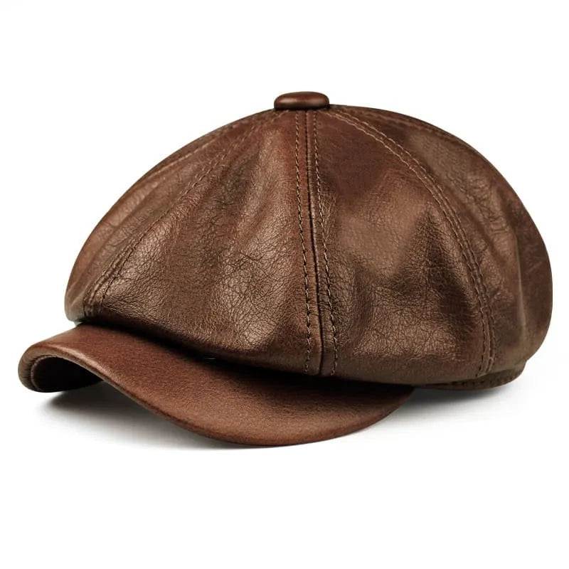 Kingsville Genuine Leather Newsboy Cap