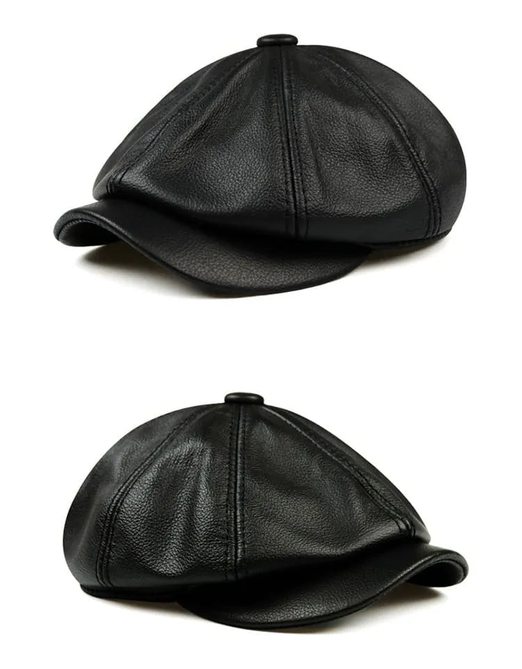Kingsville Genuine Leather Newsboy Cap