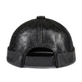 Knurled Black Genuine Leather Docker Cap