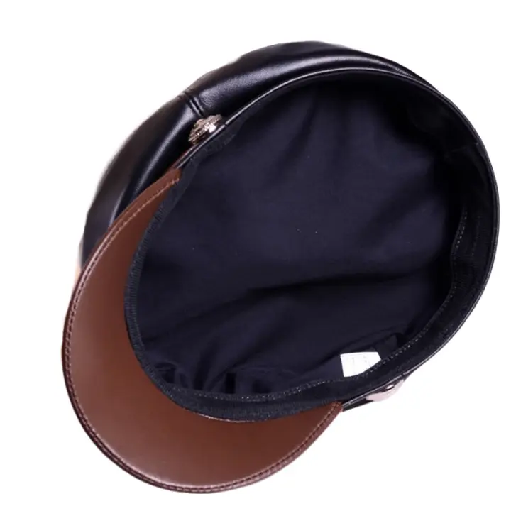 La Roque Black Genuine Leather Sailor Cap