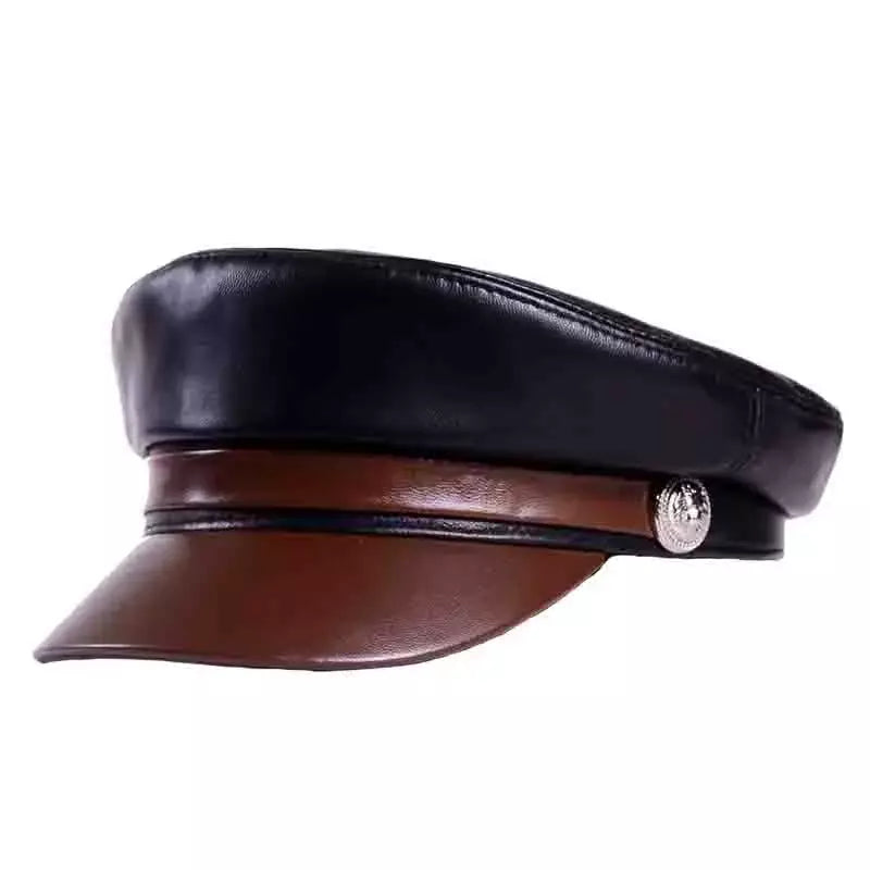 La Roque Black Genuine Leather Sailor Cap