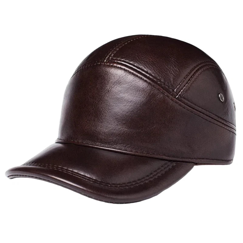 LeBlanc Earflaps Genuine Leather Baseball Cap