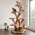 Live Edge Slice Tiered Solid Wood Cat Tree Freestanding Multi Level Perch