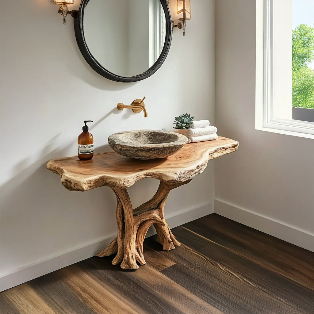 Live Edge Solid Wood Tree Trunk Vanity