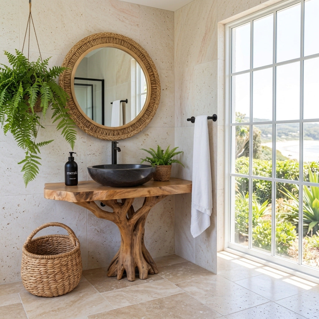 Live Edge Tree Root Solid Wood Bathroom Vanity Base