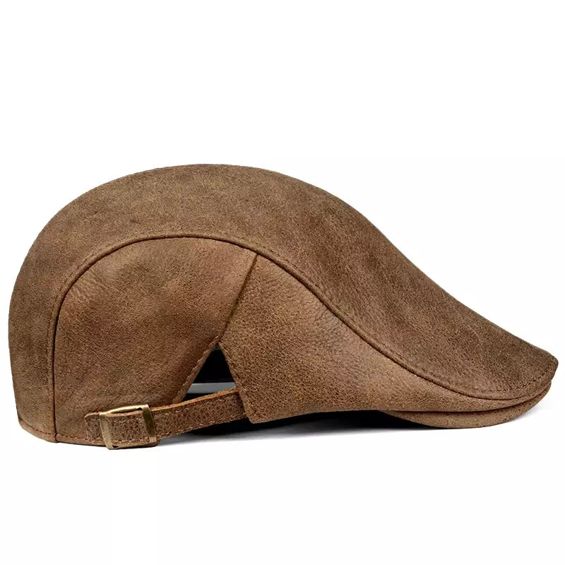 Liverpool Brown Genuine Leather Duckbill Flat Cap
