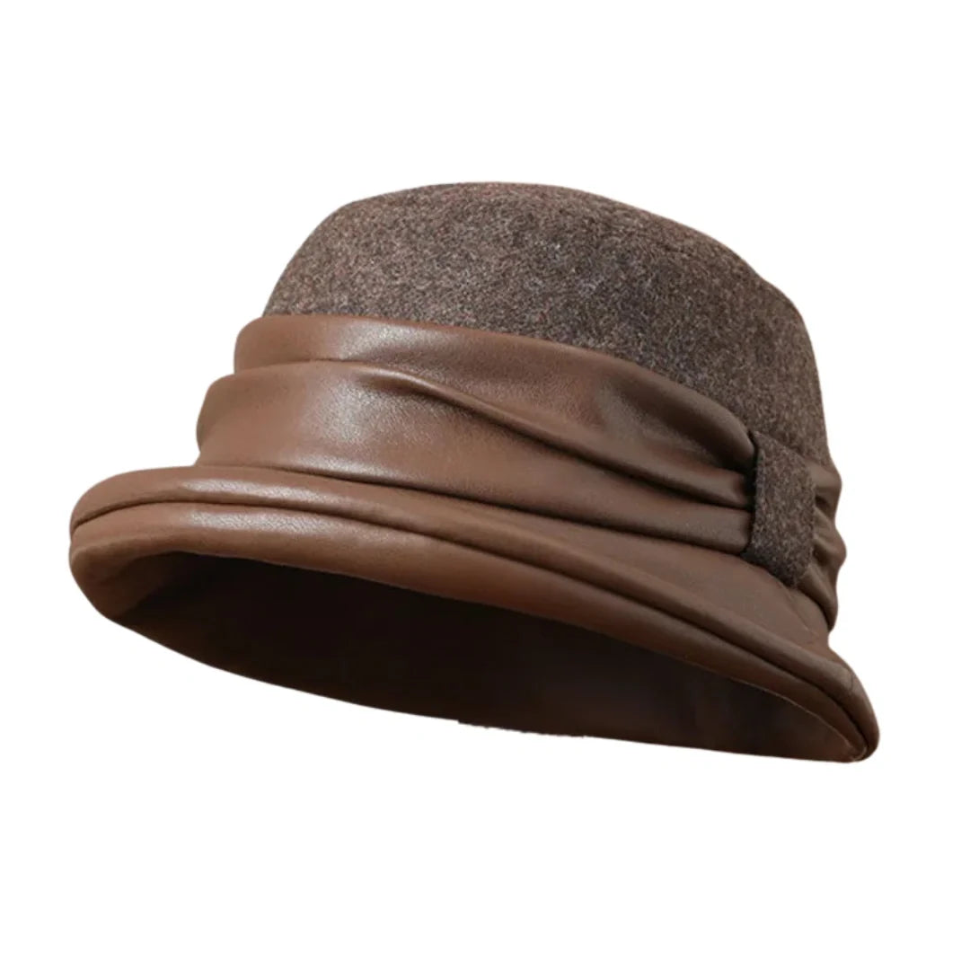 Lorraine Women Wool Leather Cloche Hat