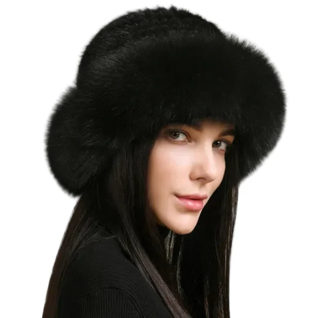 Maine Winter Woman Natural Mink Fur Russian Bucket Hat