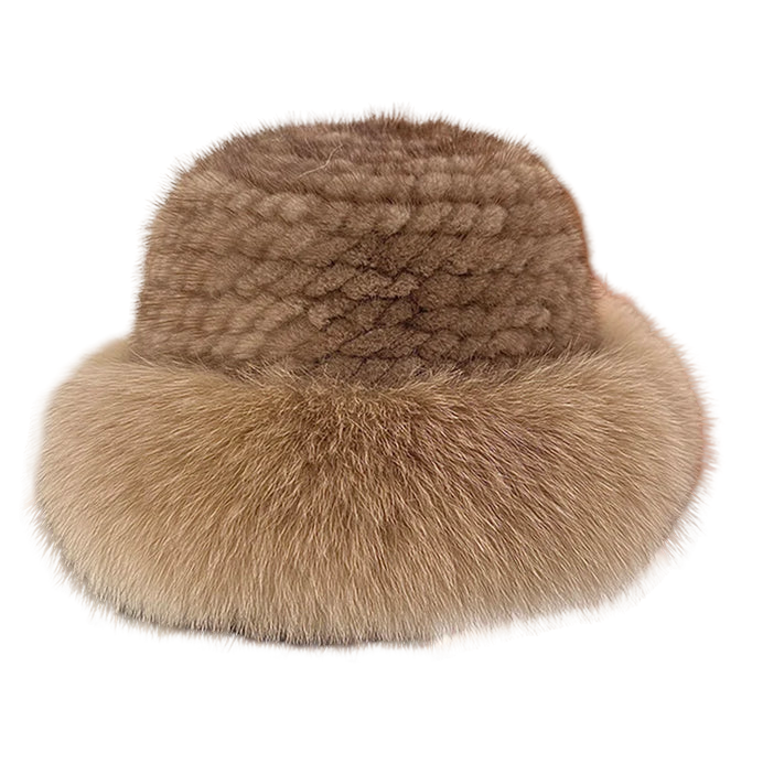 Maine Winter Woman Natural Mink Fur Russian Bucket Hat
