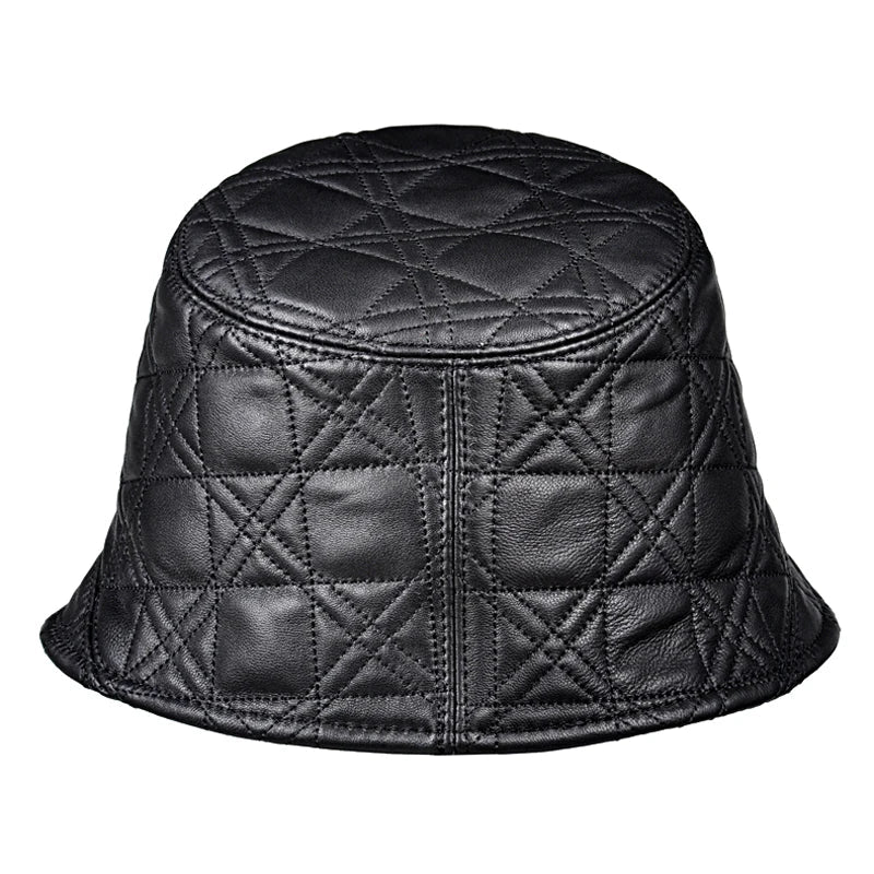 McMahon Black Genuine Leather Bucket Hat