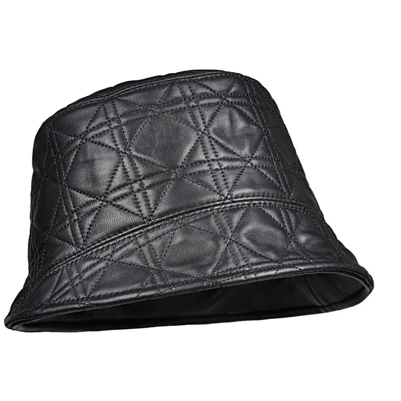 McMahon Black Genuine Leather Bucket Hat