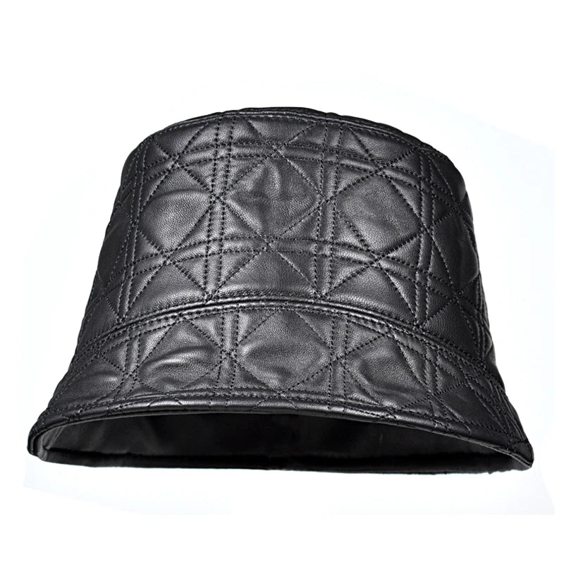 McMahon Black Genuine Leather Bucket Hat