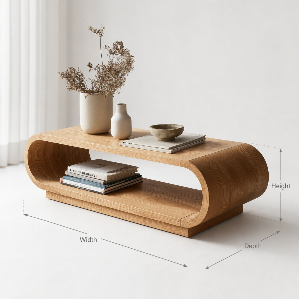 Modern Curved Wood Coffee Table