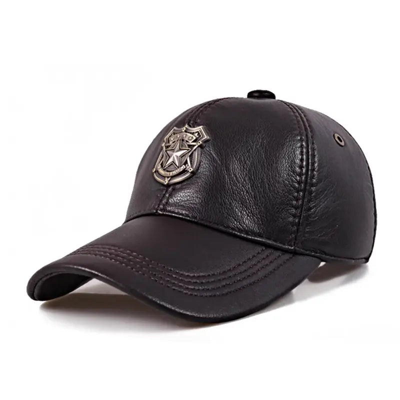 Monaitte Genuine Leather Baseball Cap