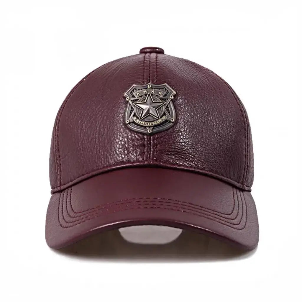Monaitte Genuine Leather Baseball Cap