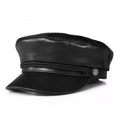 Montpellier Black Genuine Leather Sailor Cap