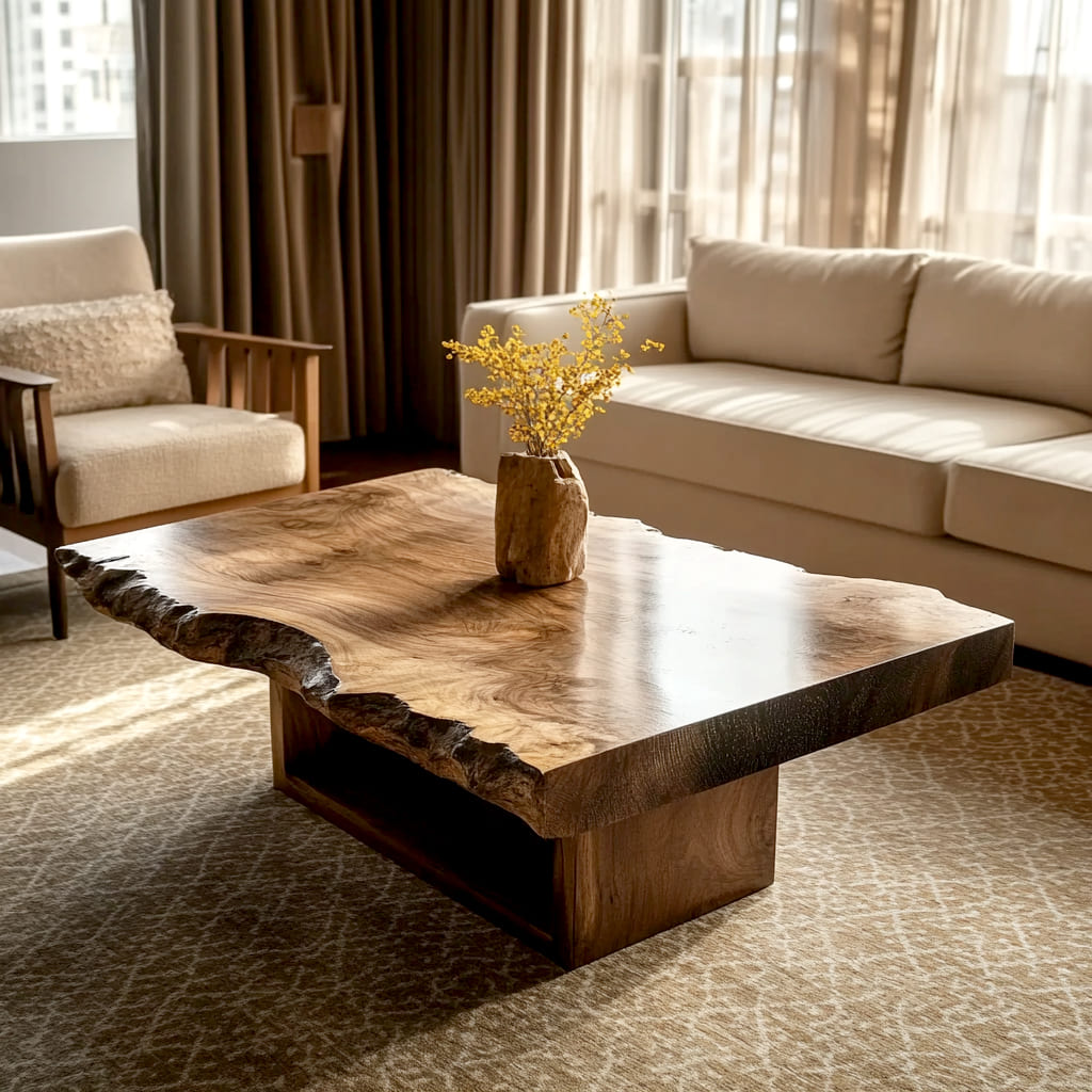 Natural Edge Irregular Solid Wood Coffee Table