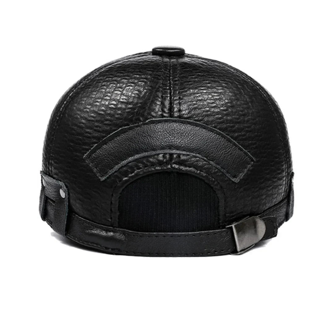 Nottingham Black Genuine Leather Baseball Cap