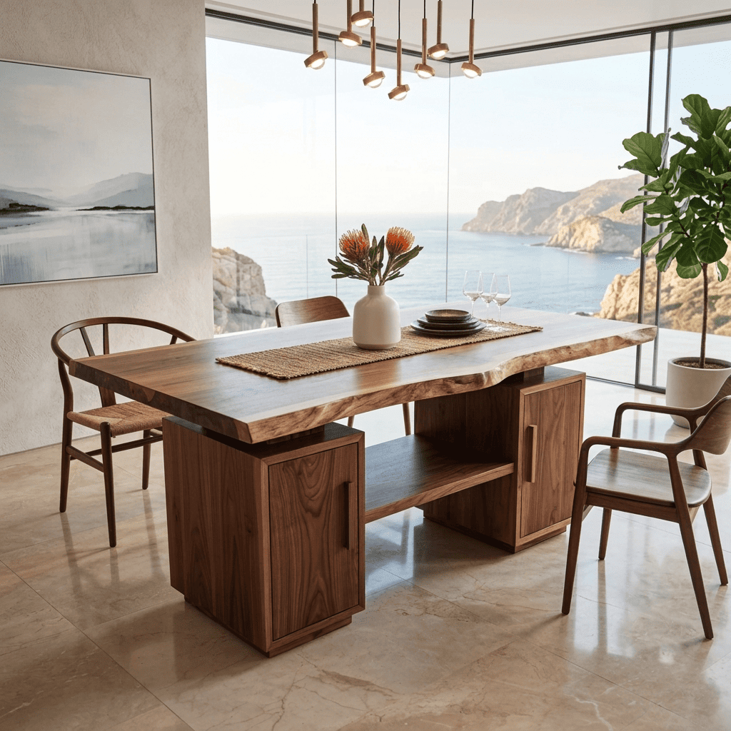 Organic Modern Live Edge Solid Wood Dining Table