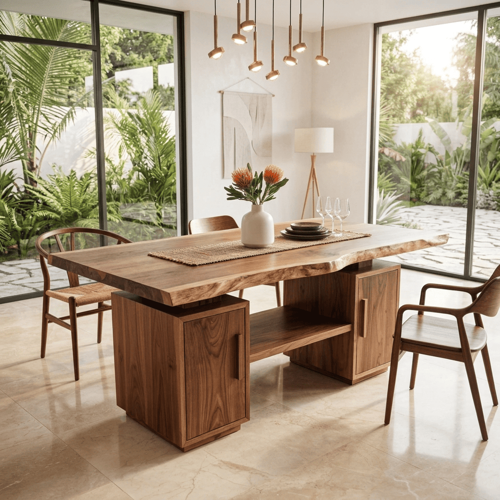 Organic Modern Live Edge Solid Wood Dining Table