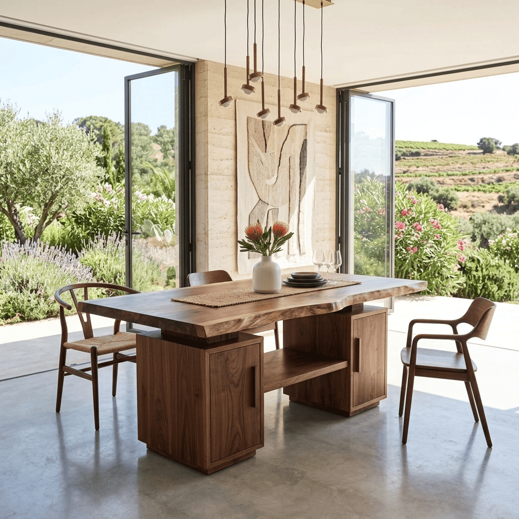 Organic Modern Live Edge Solid Wood Dining Table