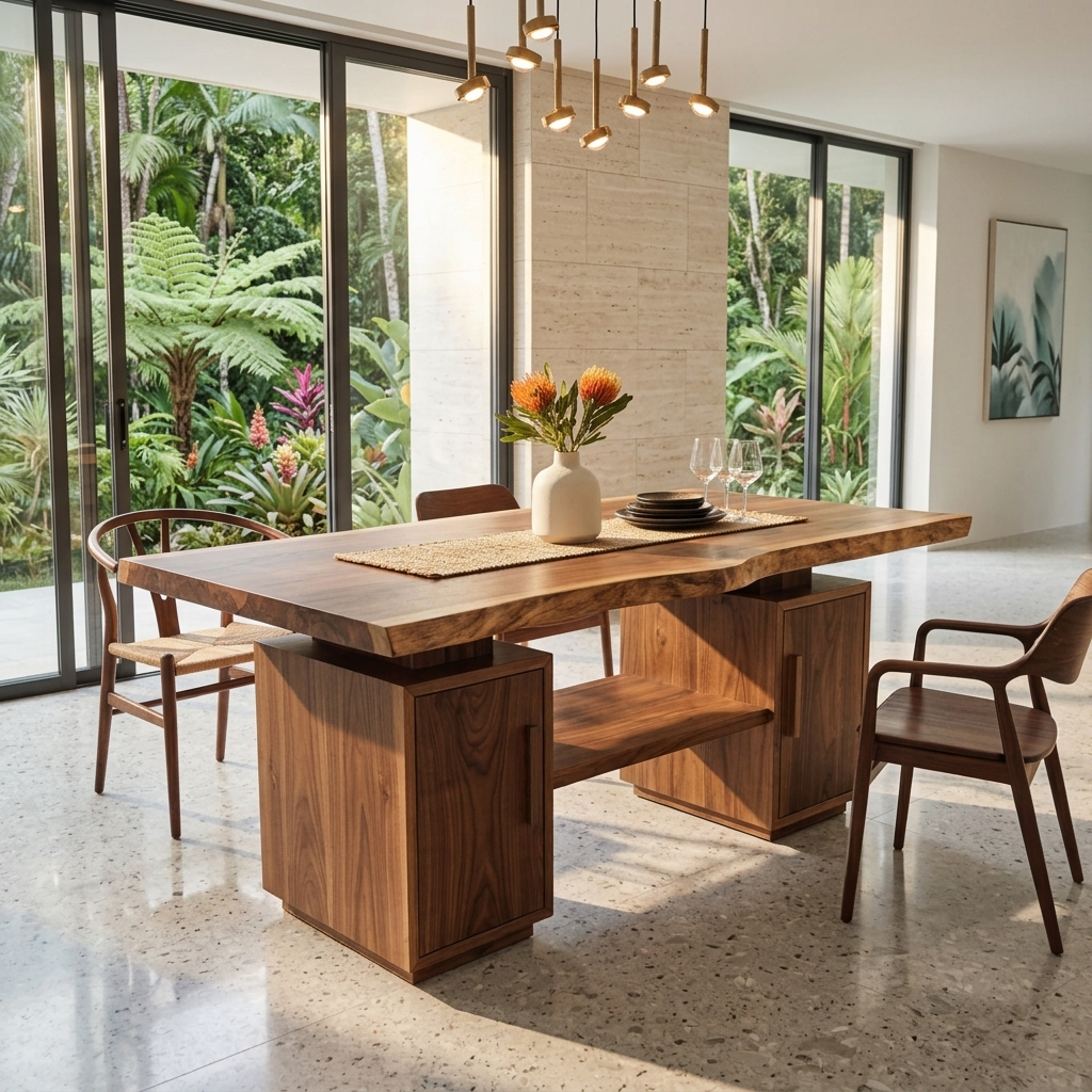 Organic Modern Live Edge Solid Wood Dining Table