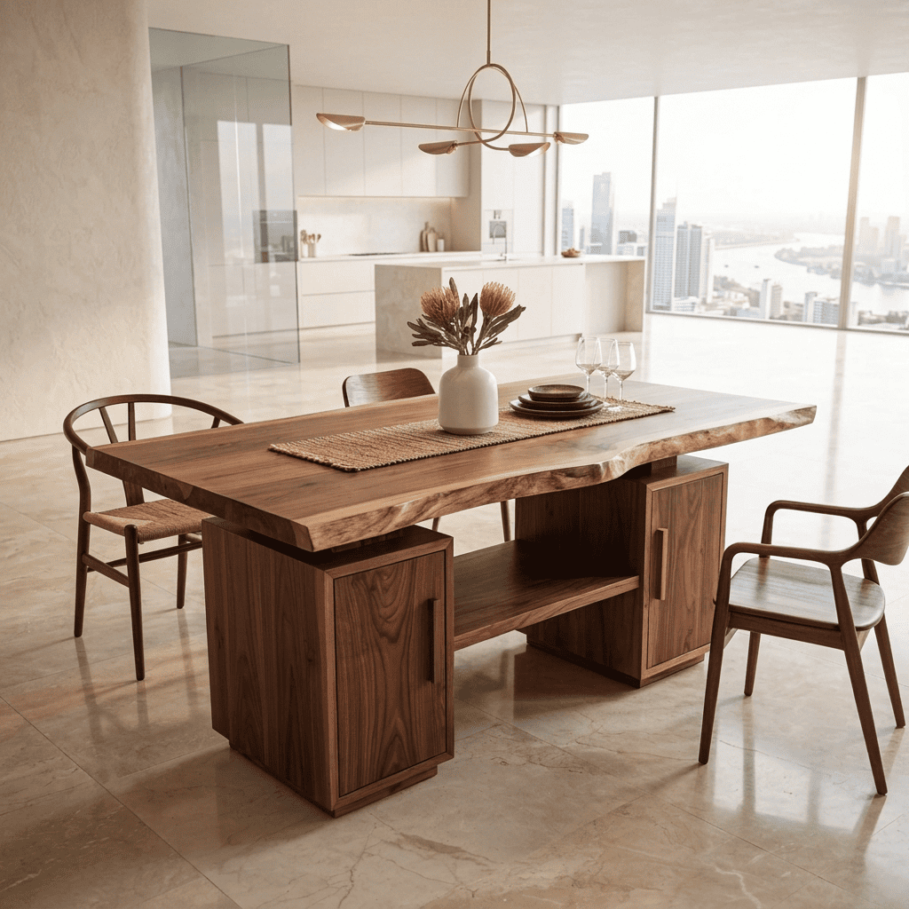 Organic Modern Live Edge Solid Wood Dining Table