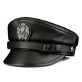 Orson Black Genuine Leather Military Cap