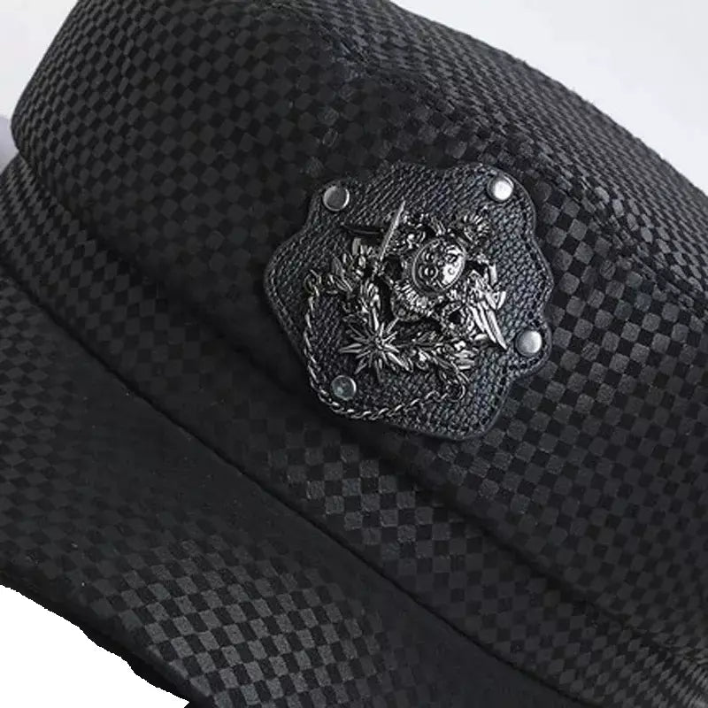 Punk Black Genuine Leather Sailor Cap