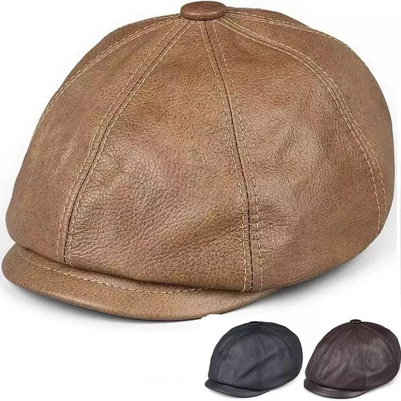 Rivette Genuine Leather Newsboy Cap