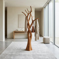 Sculptural Hand-Carved Intertwined Solid Wood Tree Coat Rack & Freestanding Branch Garment Stand