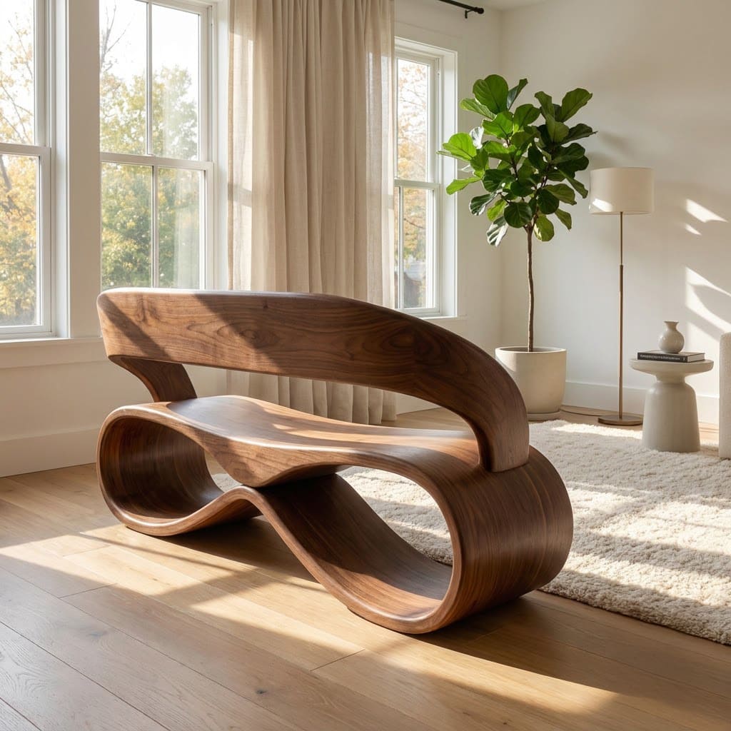 Infinity Loop Solid Wood Bench