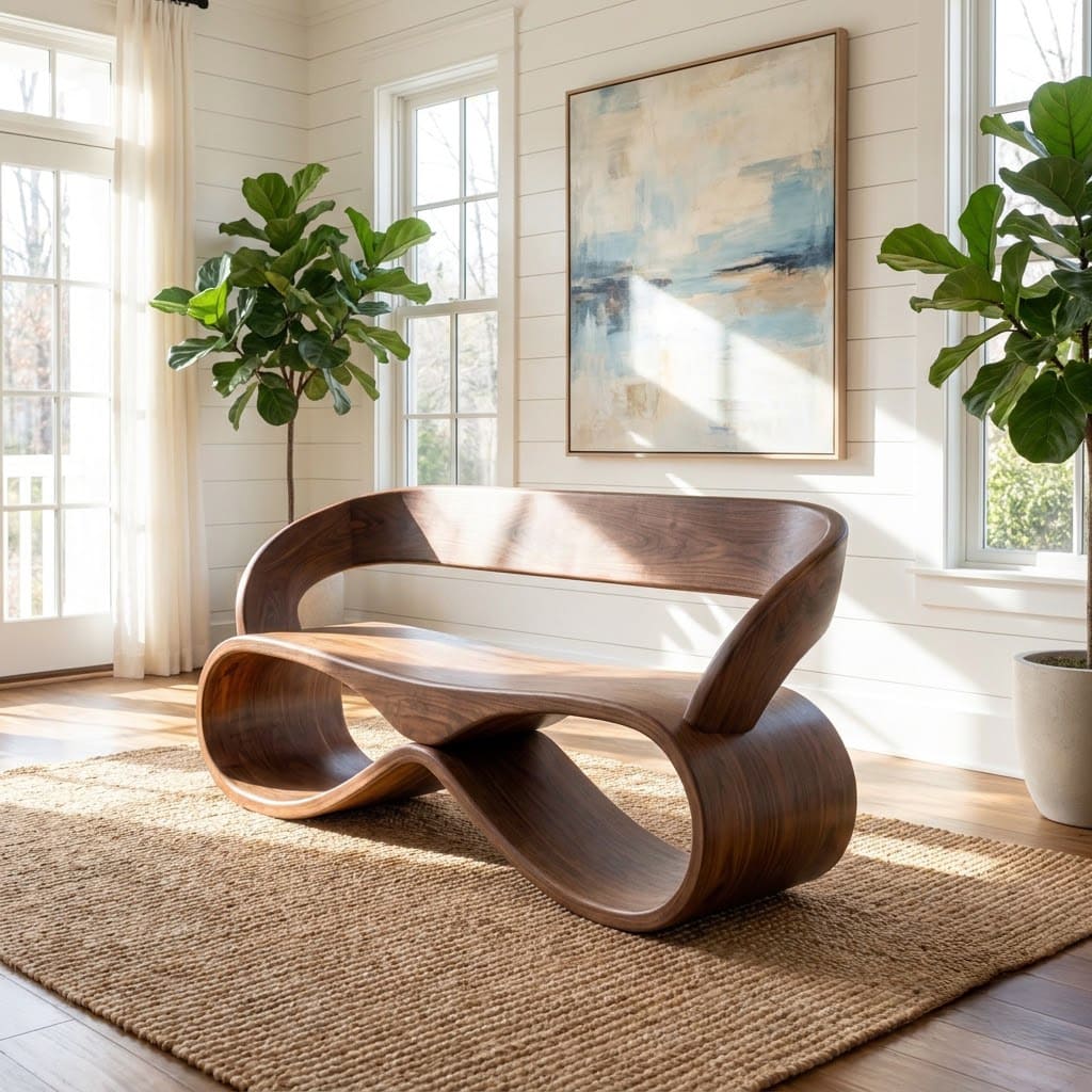 Infinity Loop Solid Wood Bench