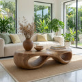 Sculptural Organic Live Edge Wood Coffee Table Biophilic Living Room Table