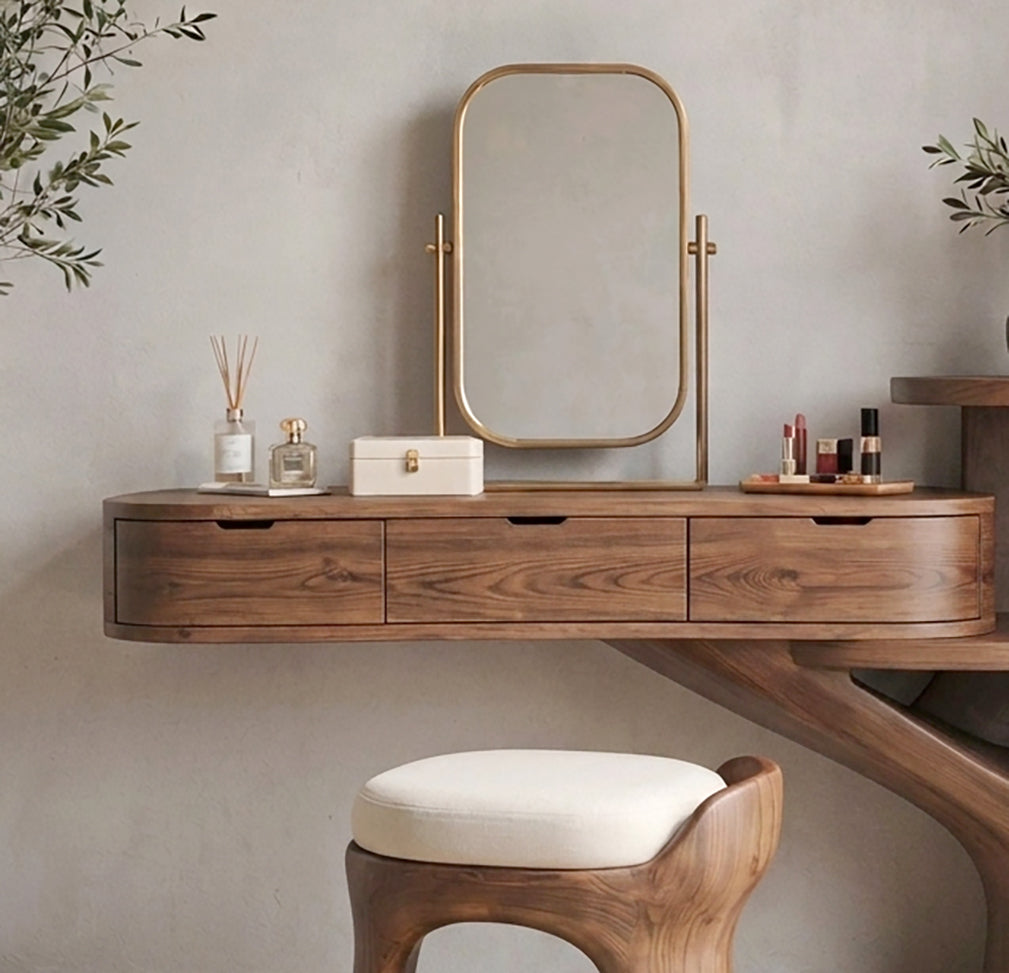 Sculptural Organic Solid Wood Vanity Desk