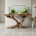 Sculptural Tree Branch Solid Wood Aquarium Stand Live Edge Console Table