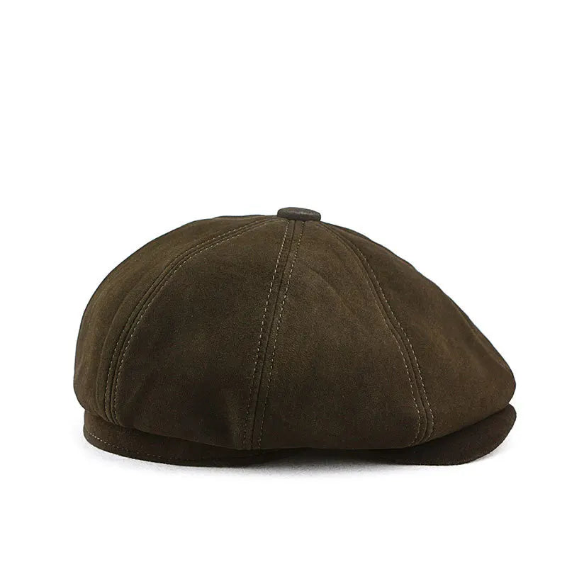 Shetland Genuine Suede Leather Newsboy Cap