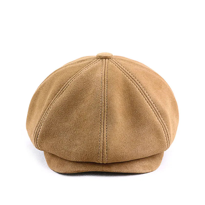 Shetland Genuine Suede Leather Newsboy Cap