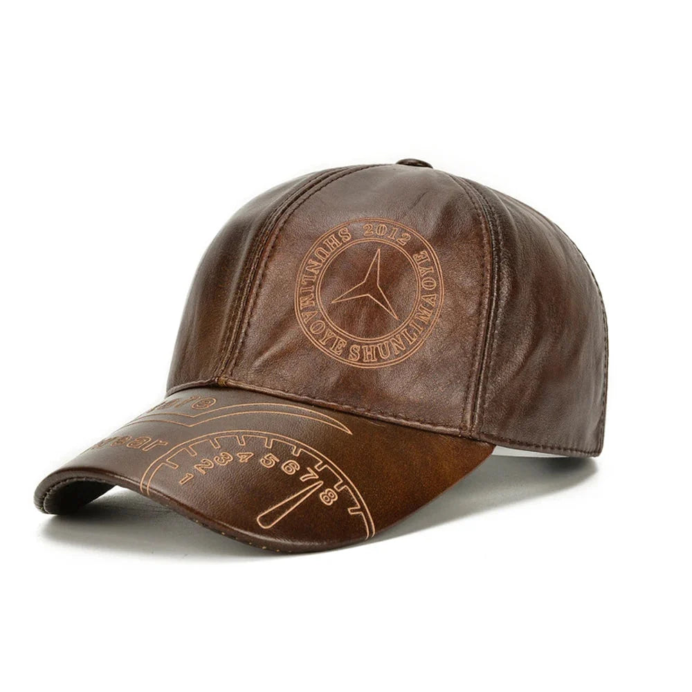 Shunlima Racing Genuine Leather Baseball Cap